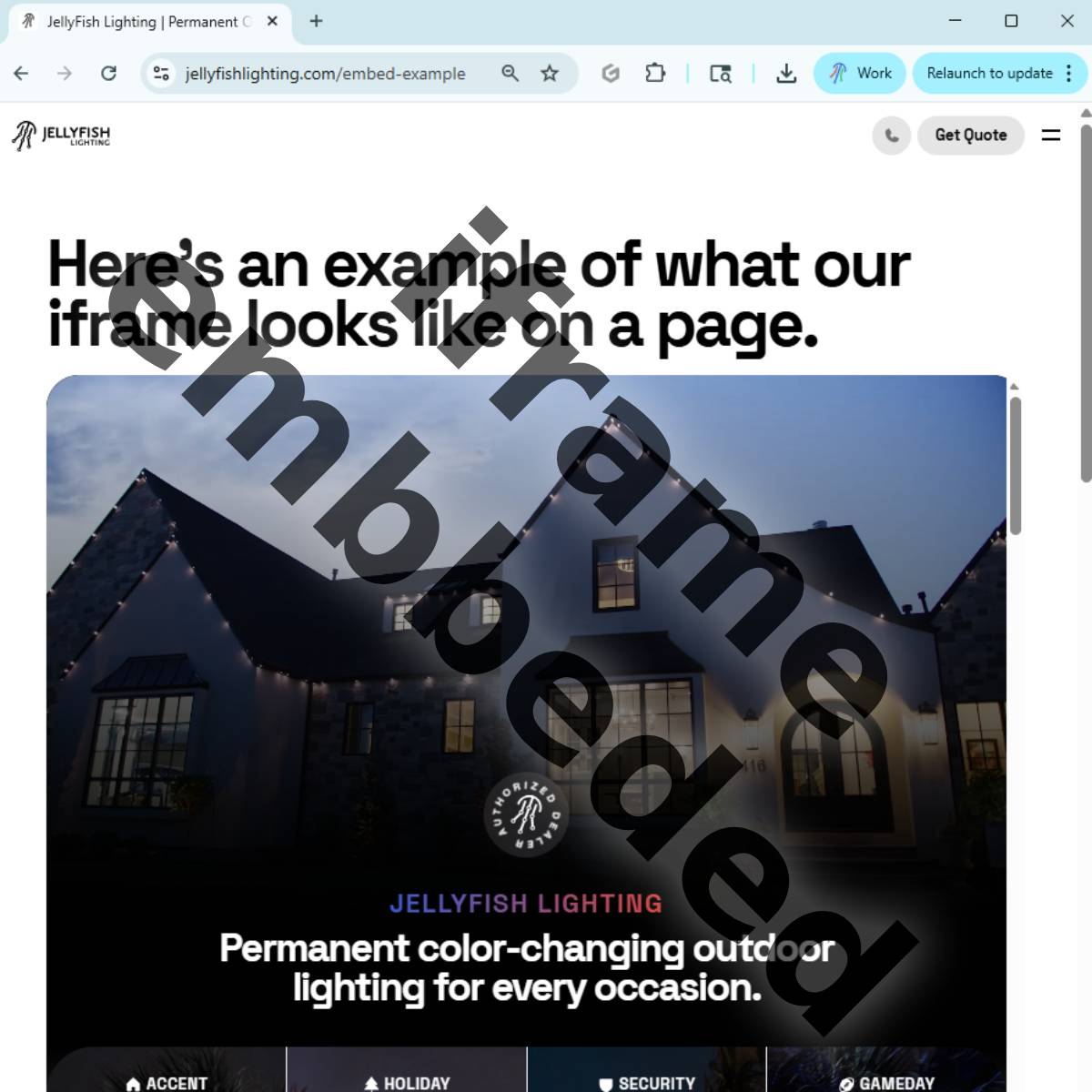 Single iFrame Embedded Page